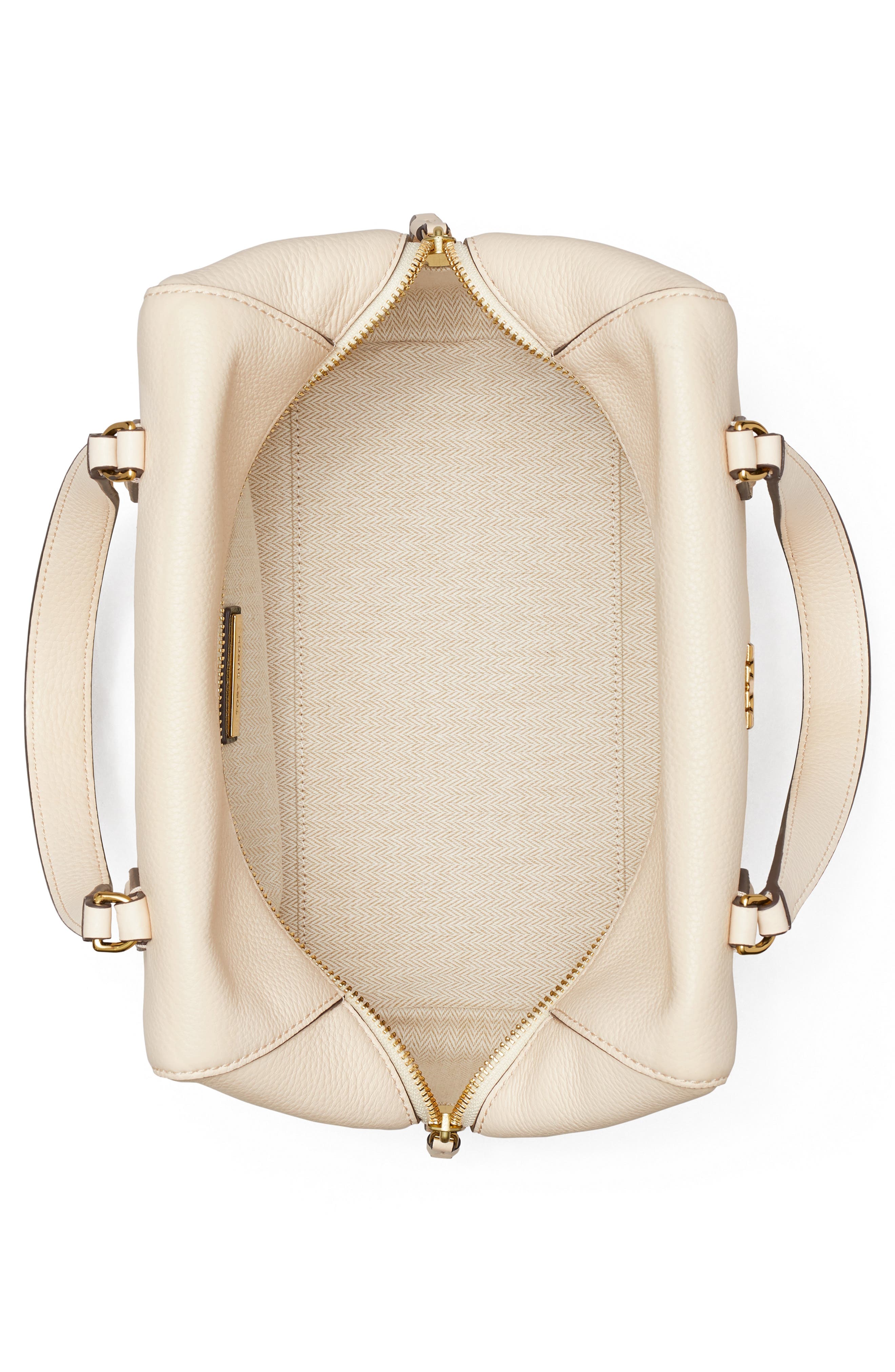 Kira Pebbled Leather Satchel, Alternate, color, NEW CREAM