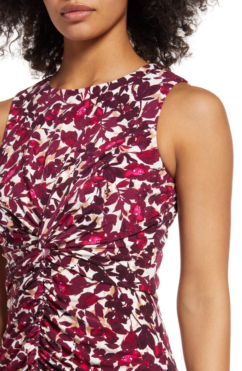 Vince Camuto Floral Print Ruched Body-Con Dress, Alternate, color,