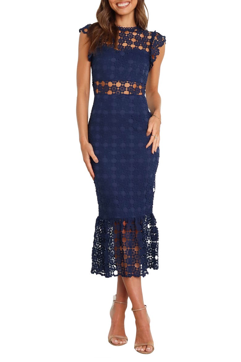 Lauren Lace Overlay Dress, Main, color, NAVY