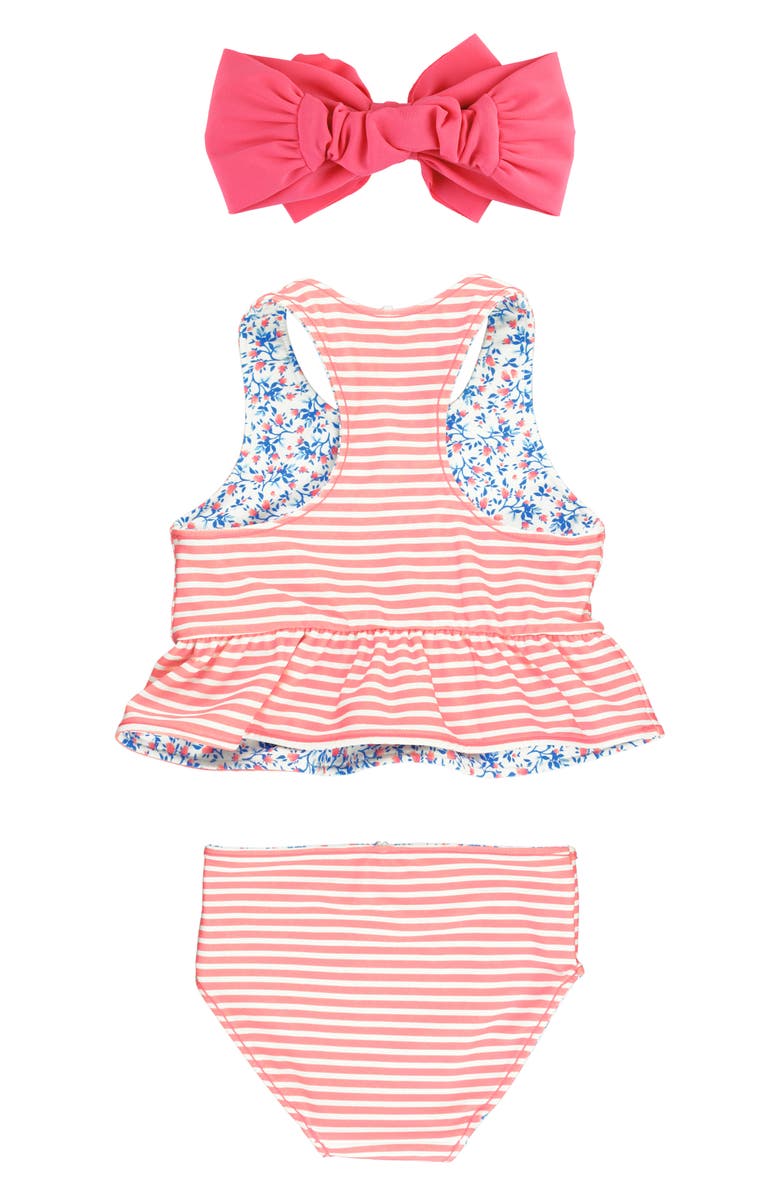 RuffleButts Kids Reversible Two-Piece Swimsuit & Headband Set, Alternate, color,