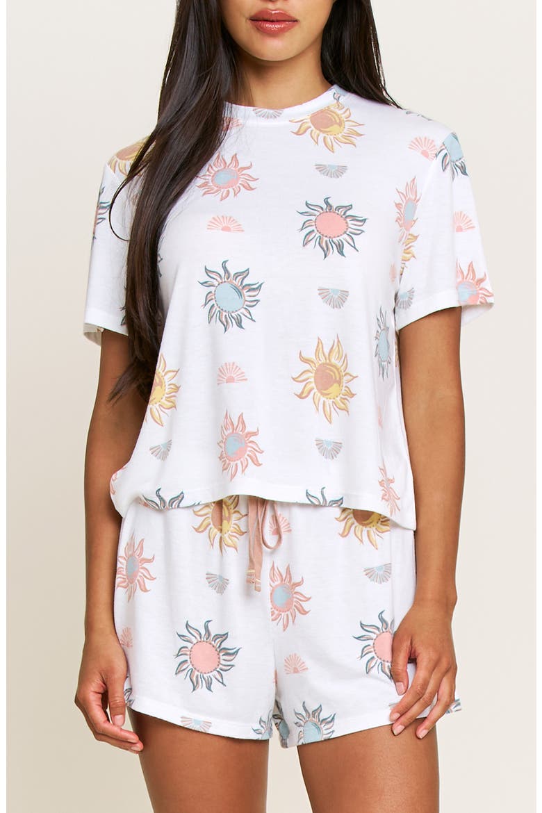 Star Seeker T-Shirt & Shorts Pajama Set, Main, color, IVORY WESTERN SUNS