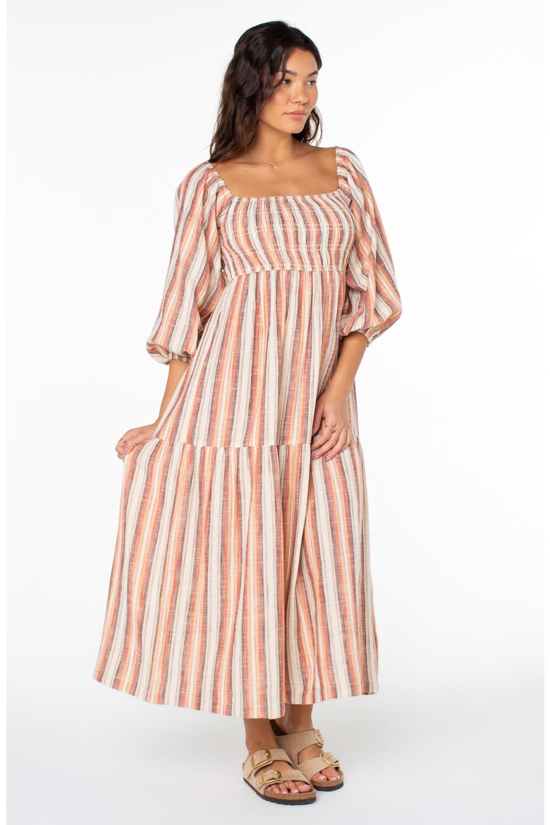 Sorrento Sands Off the Shoulder Midi Dress, Alternate, color, PARCHMENT