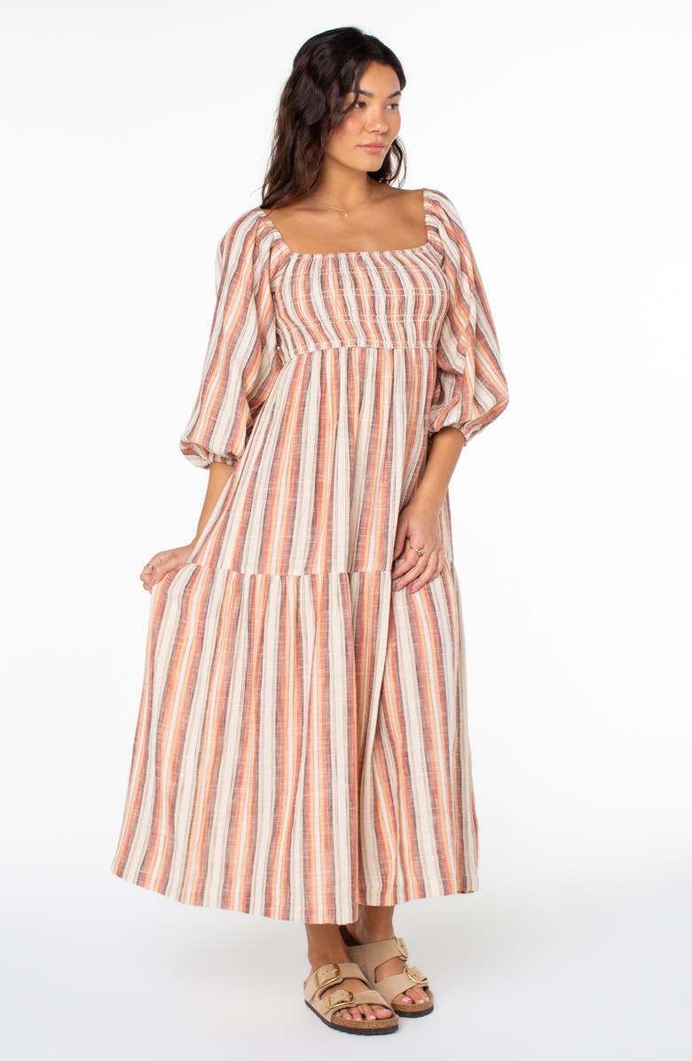 Roxy Sorrento Sands Off the Shoulder Midi Dress, Alternate, color, Parchment