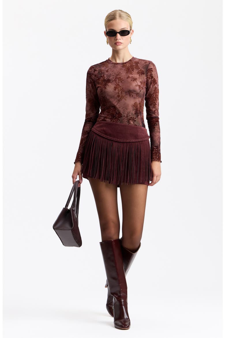 Floral Burnout Long Sleeve Shirt, Alternate, color, WINE MULTI