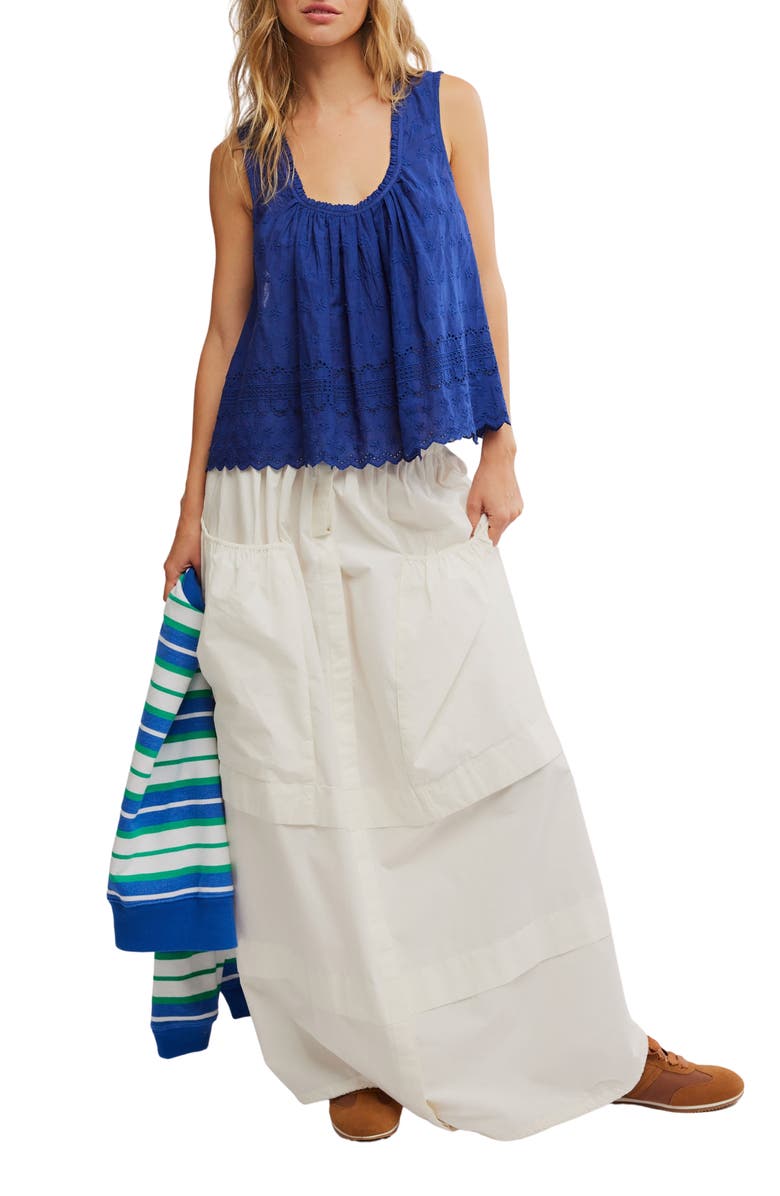 Free People Marina Eyelet Tank, Alternate, color, Bellwether Blue