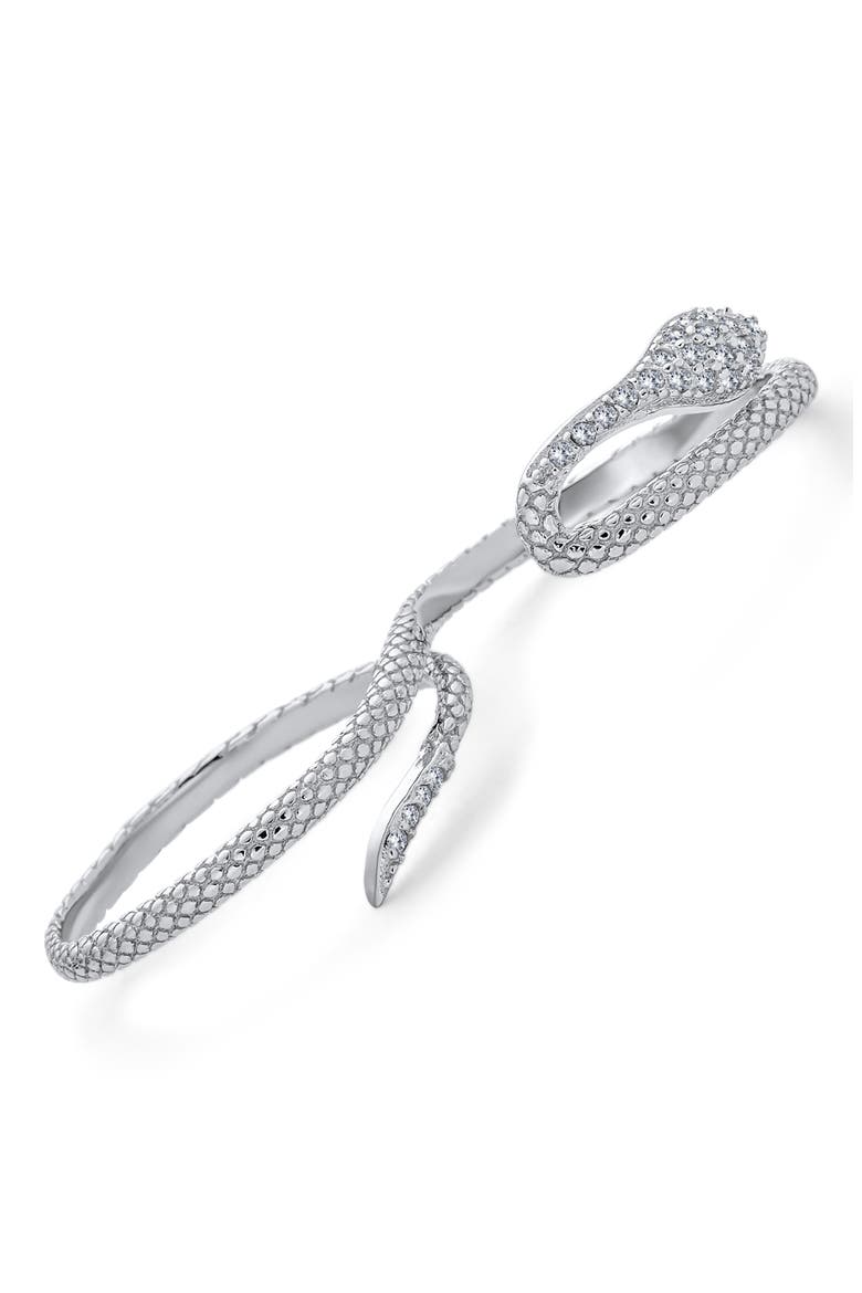 Sterling Silver Two-Finger Ring, Alternate, color, CLEAR