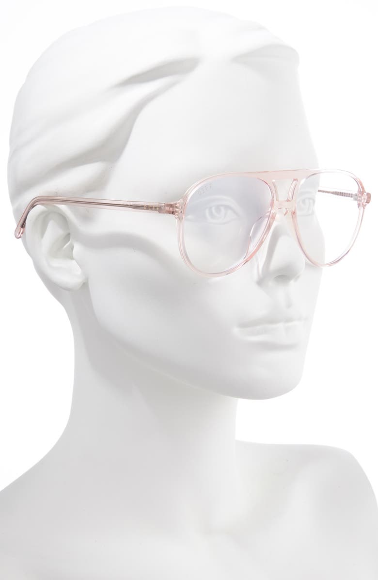 DIFF x Jonathan Van Ness Tosca Aviator Blue Light Blocking Sunglasses, Alternate, color, Rose Crystal/ Clear
