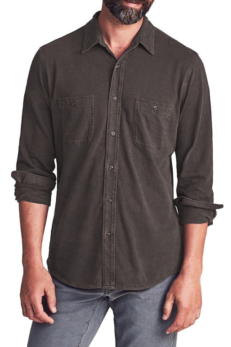 Knit Seasons Organic Cotton Button-Up Shirt, Main, color, WASHED BLACK