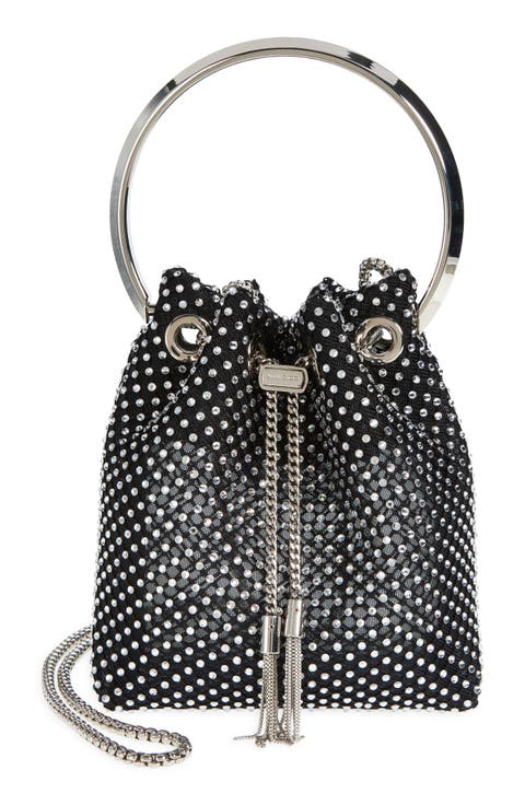 Bon Bon Crystal Mesh Top Handle Pouch