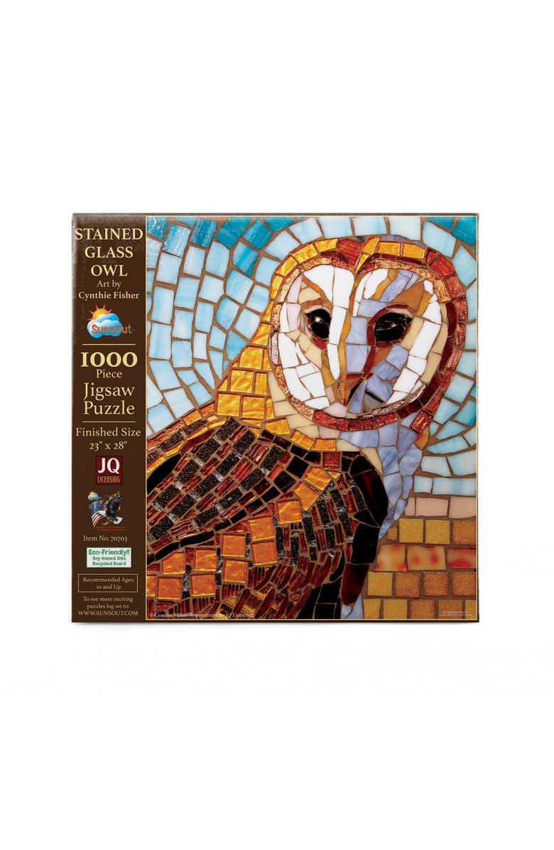 Sunsout Stained Glass Owl 1000 piece Jigsaw Puzzle for Adults, Alternate, color, Multicolor