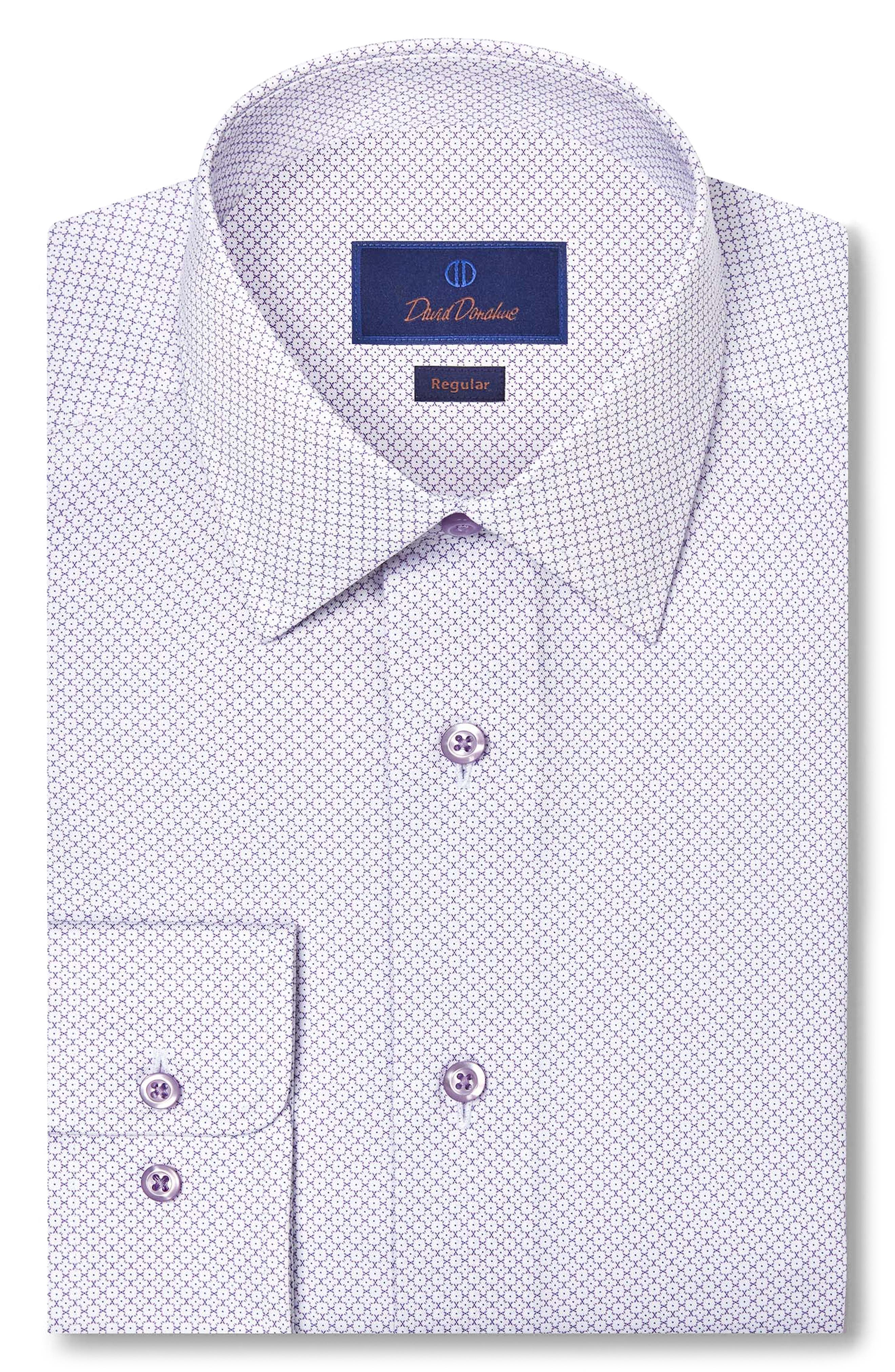 Regular Fit Micro Geometric Cotton Dress Shirt