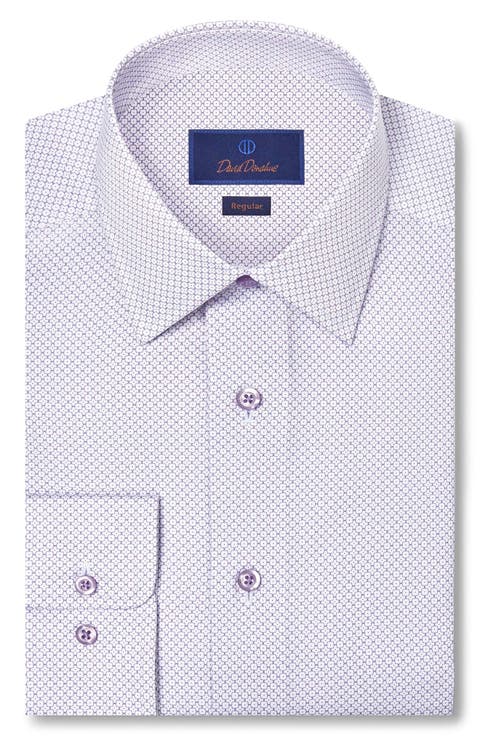 Regular Fit Micro Geometric Cotton Dress Shirt