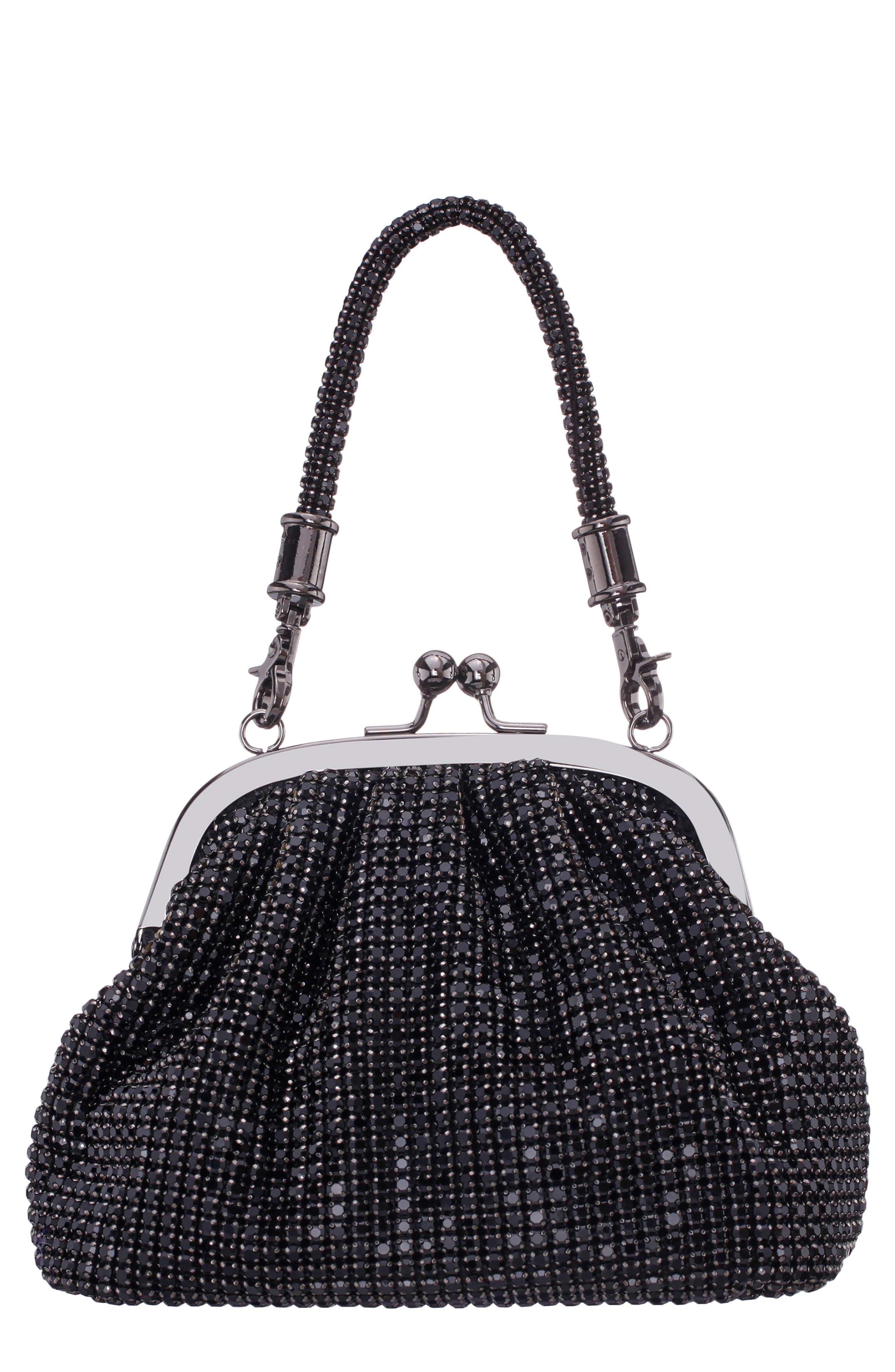 Nina Kiara Frame Clutch, Main, color, Black