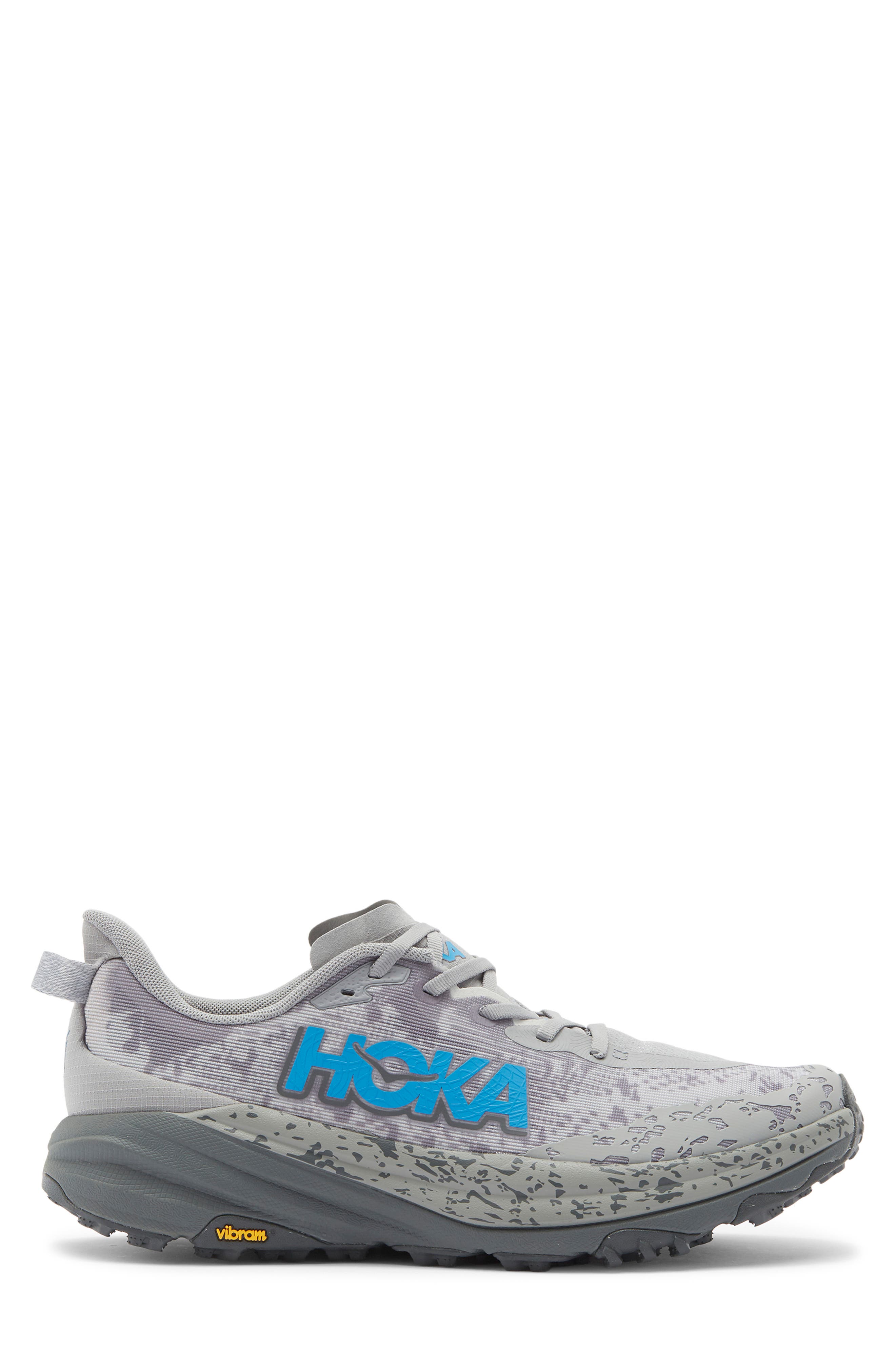 HOKA Speedgoat 6 Trail Running Shoe, Alternate, color, Galactic Grey / Hoka Blue