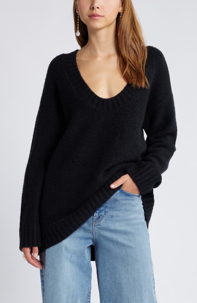 Open Edit Oversize V-Neck Sweater, Main, color, 