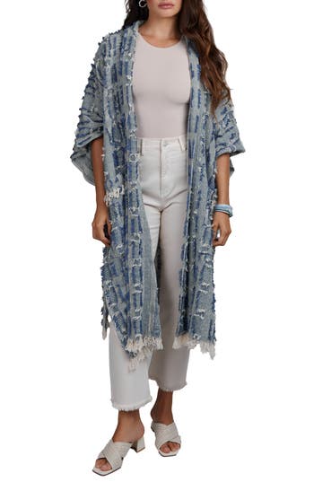 Saachi Frayed Denim Duster In Denim