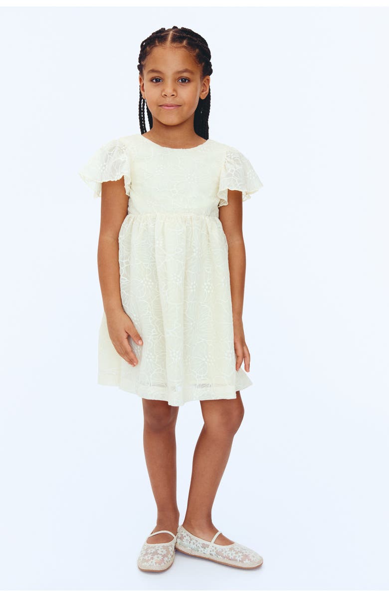 H&M Embroidered dress, Alternate, color, Light Yellow