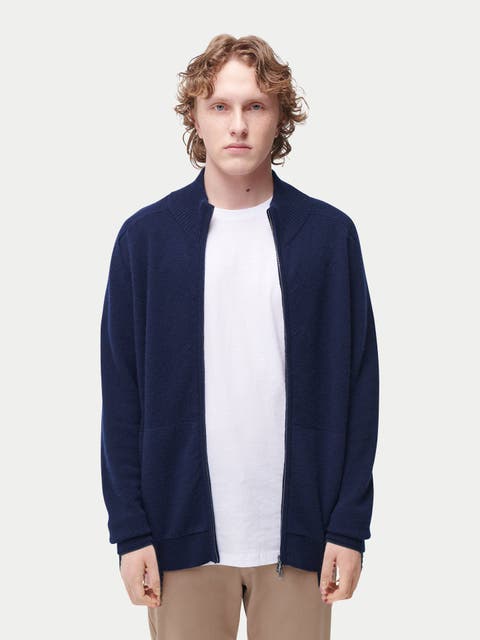 High Neck Full-Zip Cashmere Cardigan