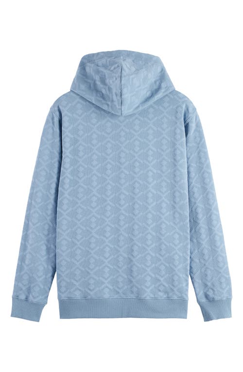 Scotch & Soda Geo Jacquard Terry Hoodie In Blue