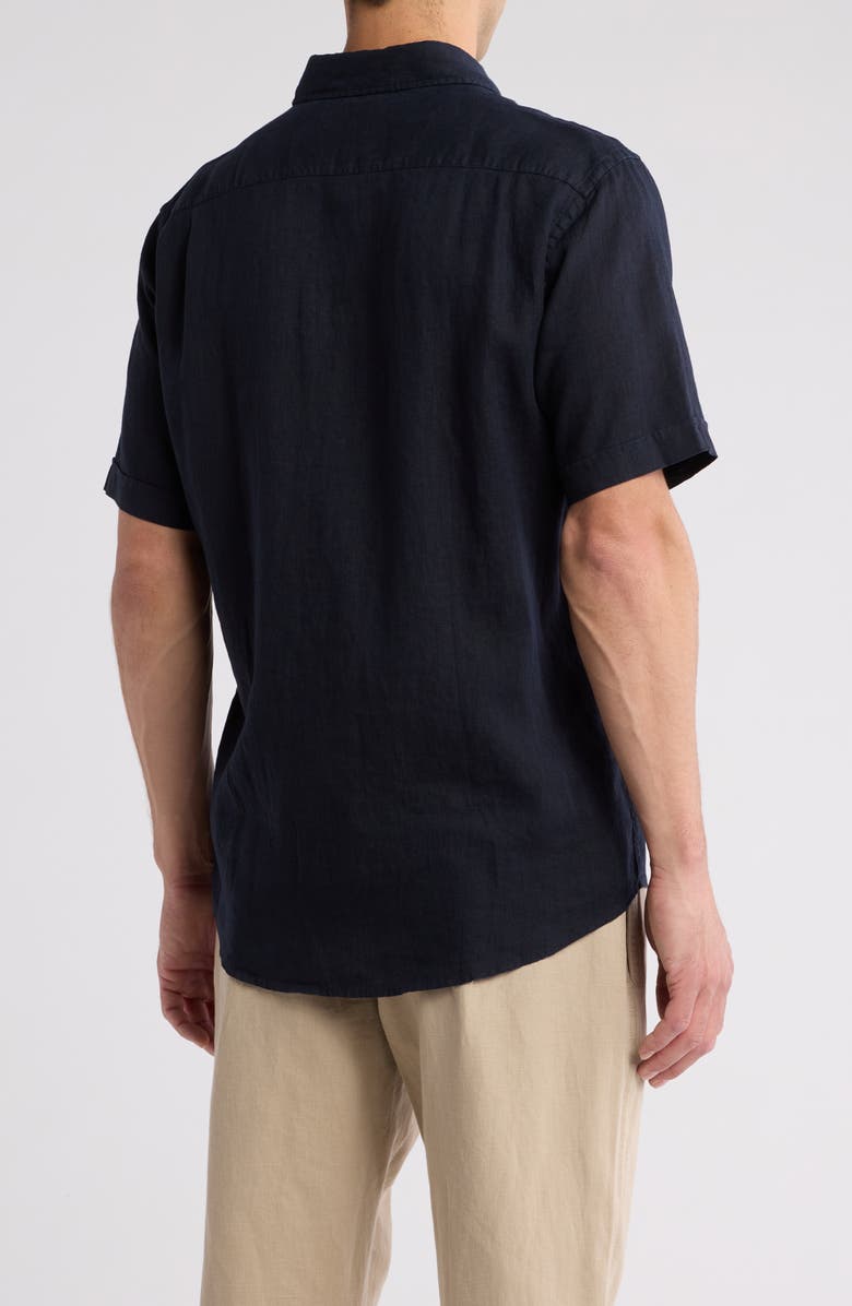 Rodd & Gunn Waiheke Original Fit Short Sleeve Linen Button-Up Shirt, Alternate, color, Midnight