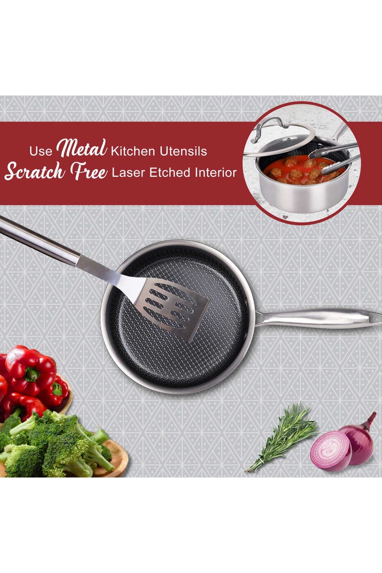 3 Quart NonStick Stainless Steel Saucepan w/Glass Lid, Alternate, color, Silver