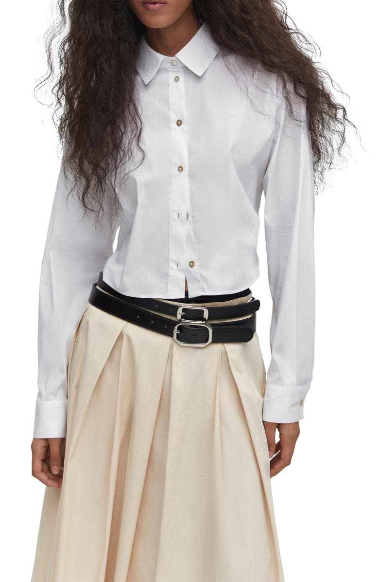 MANGO Crop Poplin Shirt, Main, color, 
