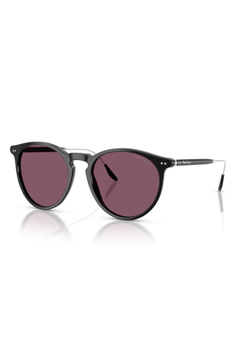 Ralph Lauren 53mm Polarized Phantos Sunglasses, Alternate, color, Shiny Black / Solid Purple