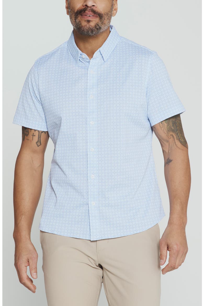 Landen Short Sleeve Button-Up Shirt, Main, color, LIGHT BLUE