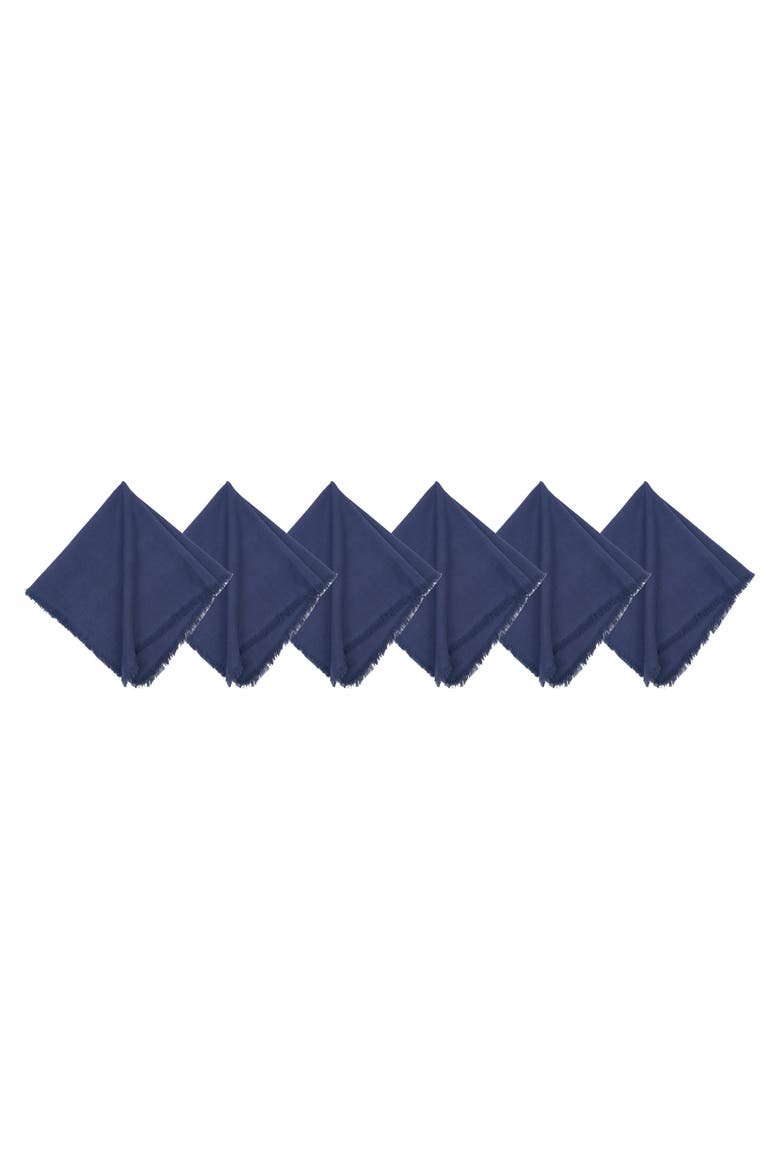 Frayed Vintage Indigo Napkin, Set of 6, Main, color, Blue