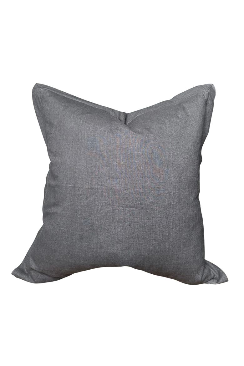 Ethan | Flange Charcoal Gray Natural Linen Pillow Cover, Main, color, Charcoal Gray