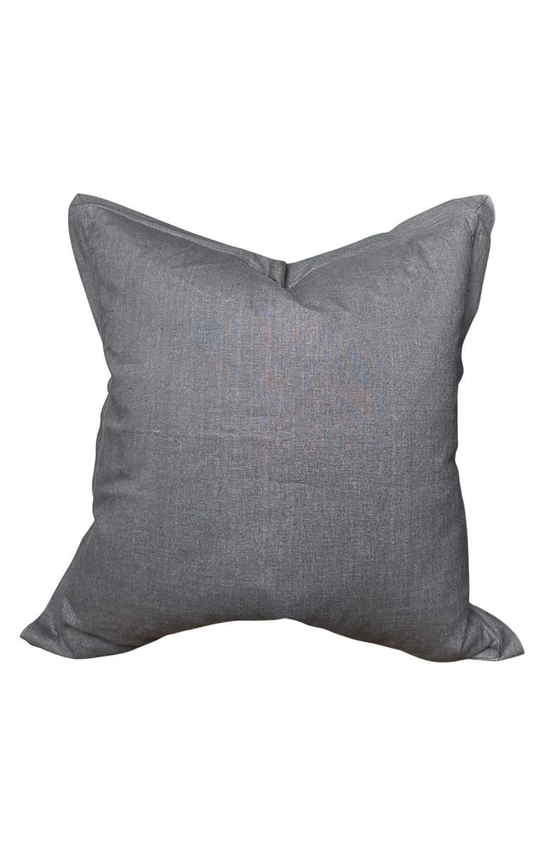 Linen & James Ethan | Flange Charcoal Gray Natural Linen Pillow Cover, Main, color, Charcoal Gray