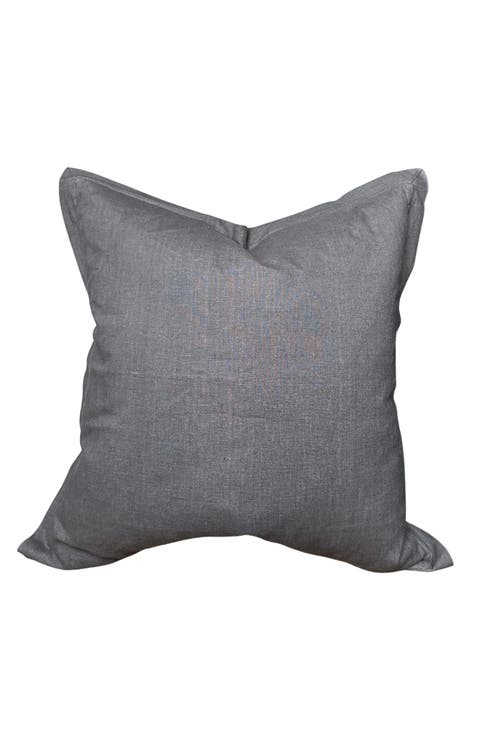 Ethan | Flange Charcoal Gray Natural Linen Pillow Cover