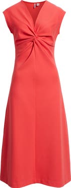 Nordstrom Twist Front Cap Sleeve Midi Dress
