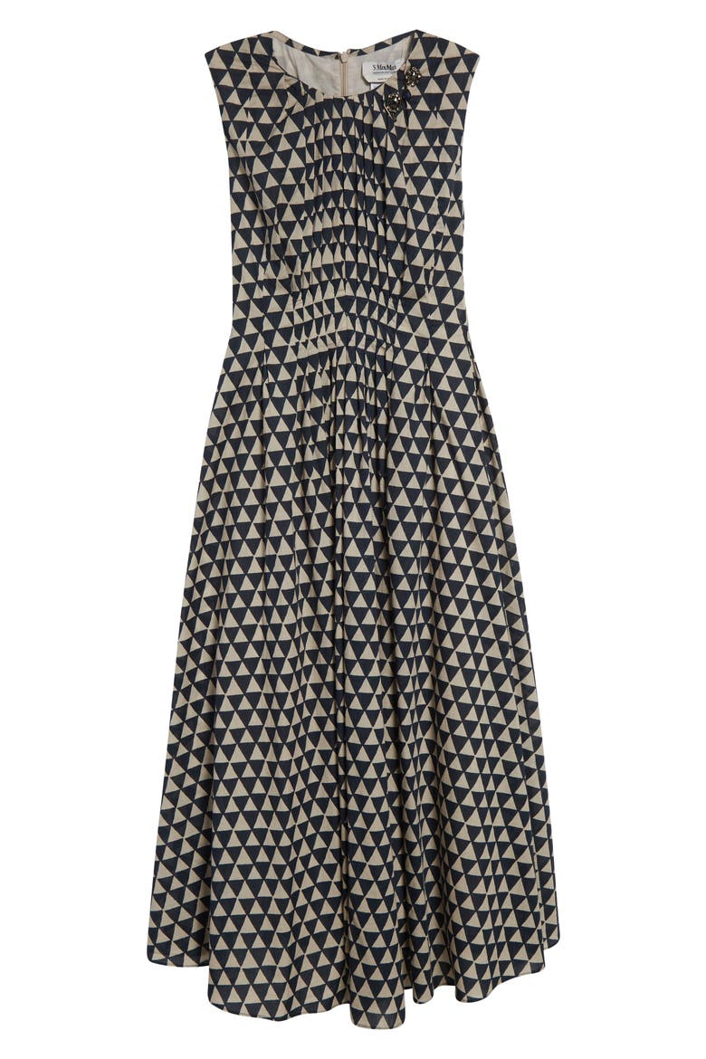 cotton voile midi dress in block print Floaty midi dress in block-print cotton voile