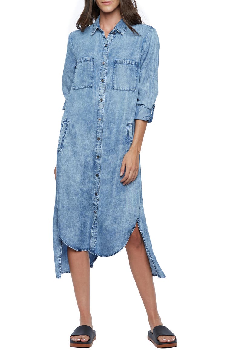 Denim Chill Out Shirtdress, Main, color, PLEASANT BLUE (FINISHED HEM)