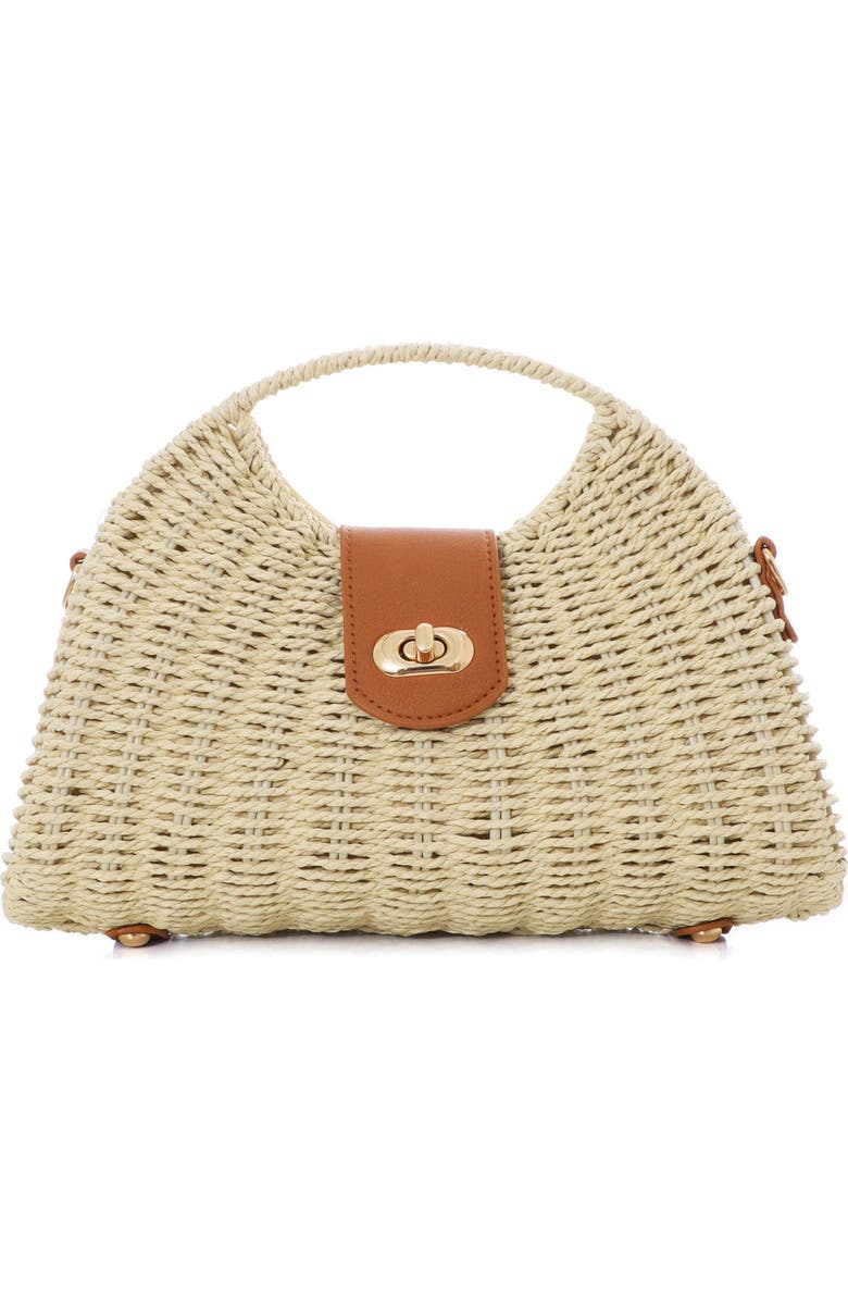 Adornia White Straw Picnic Basket Clutch, Main, color, White