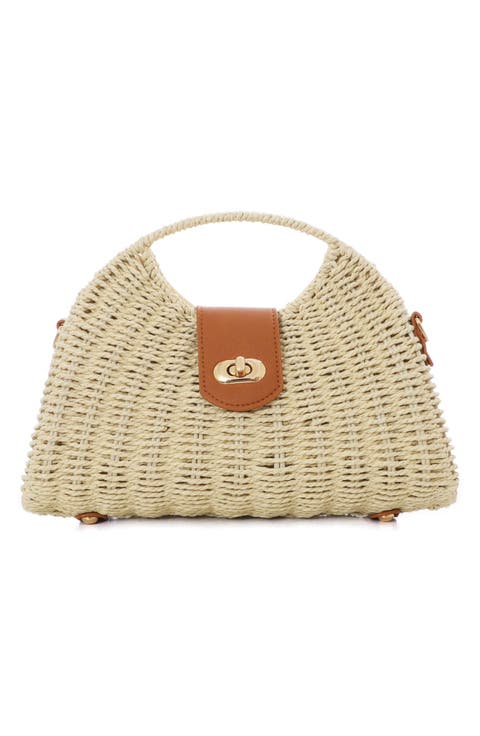 White Straw Picnic Basket Clutch