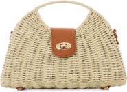 Adornia White Straw Picnic Basket Clutch