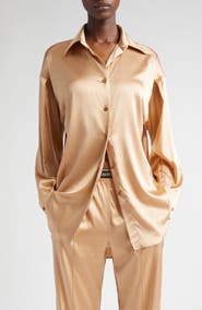 TOM FORD Relaxed Fit Stretch Silk Satin Blouse