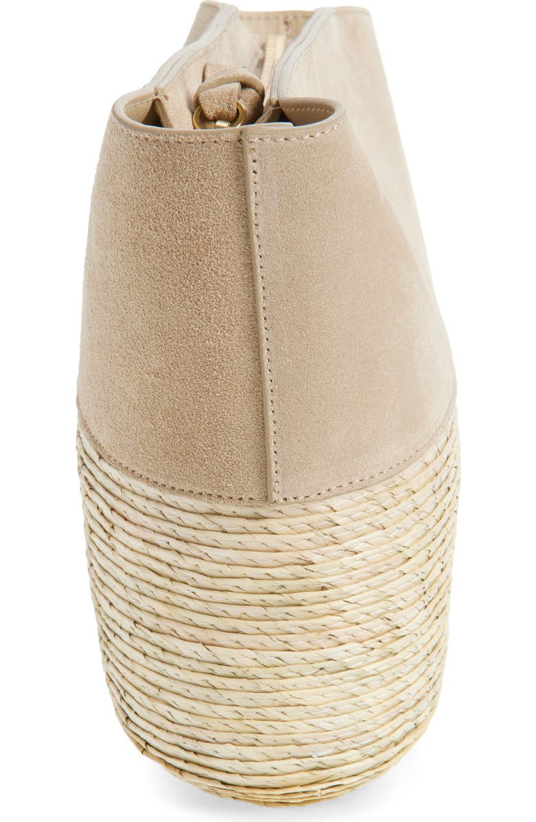 Altuzarra Suede & Palm Straw Basket Clutch, Alternate, color, Cappuccino