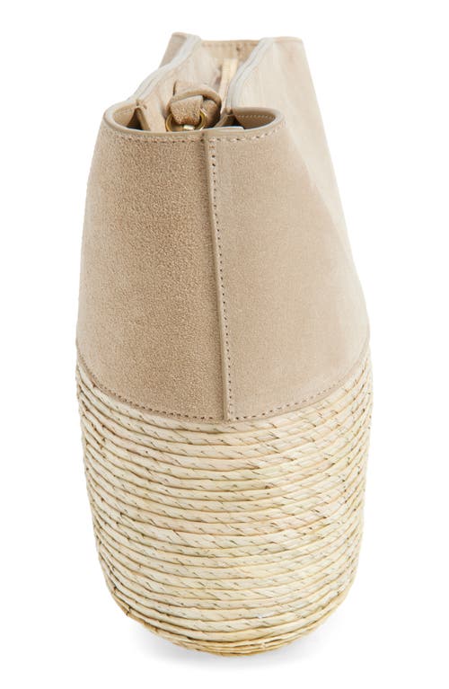 Altuzarra Suede & Palm Straw Basket Clutch In Brown