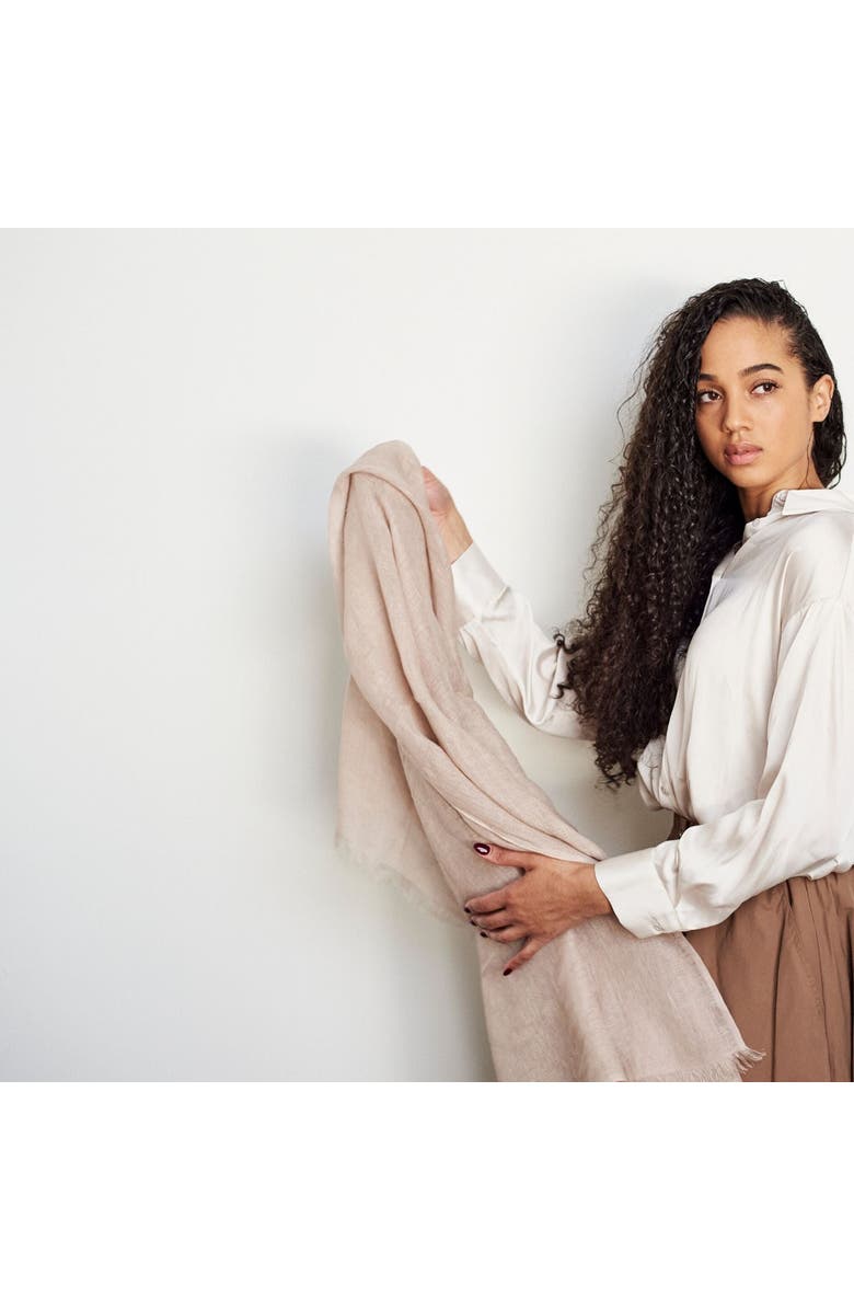 Studio Variously Hand Woven Linen Scarf, Alternate, color, Oat