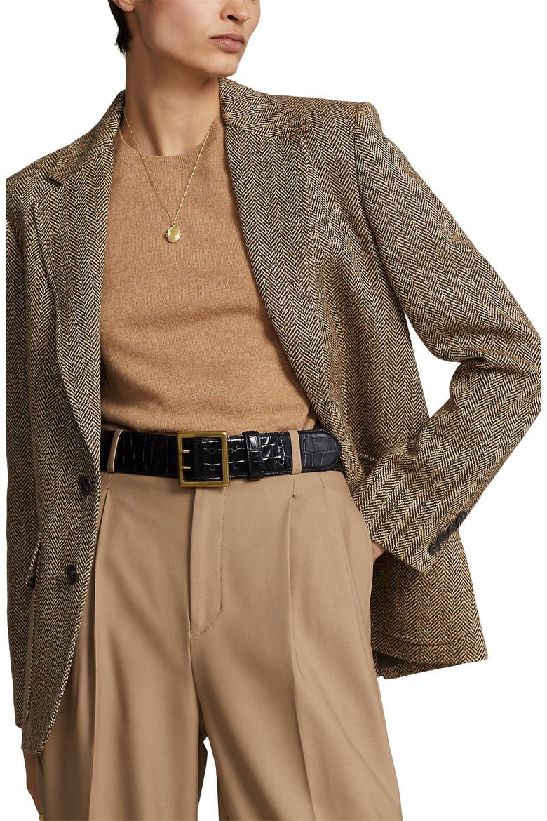 Linen, Silk & Wool Herringbone Sport Coat, Main, color, BROWN/ CREAM HERRINGBONE