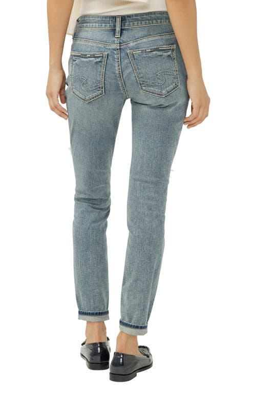 Silver Jeans Co. Ripped Girlfriend Jeans In Blue