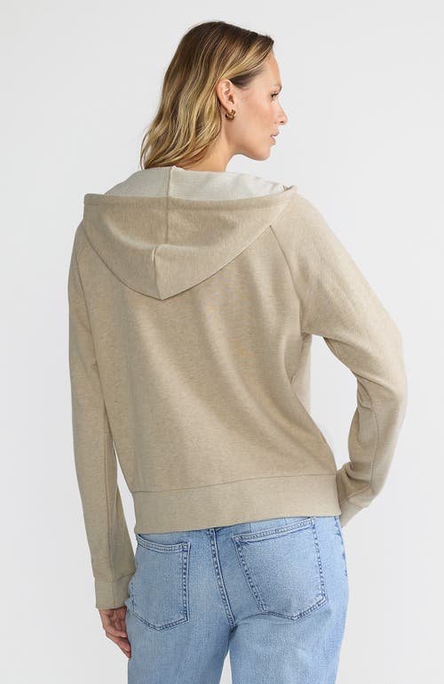 Lands' End Serious Sweats Relaxed Long Sleeve Full Zip Hoodie Sweatshirt In Champagne Heather