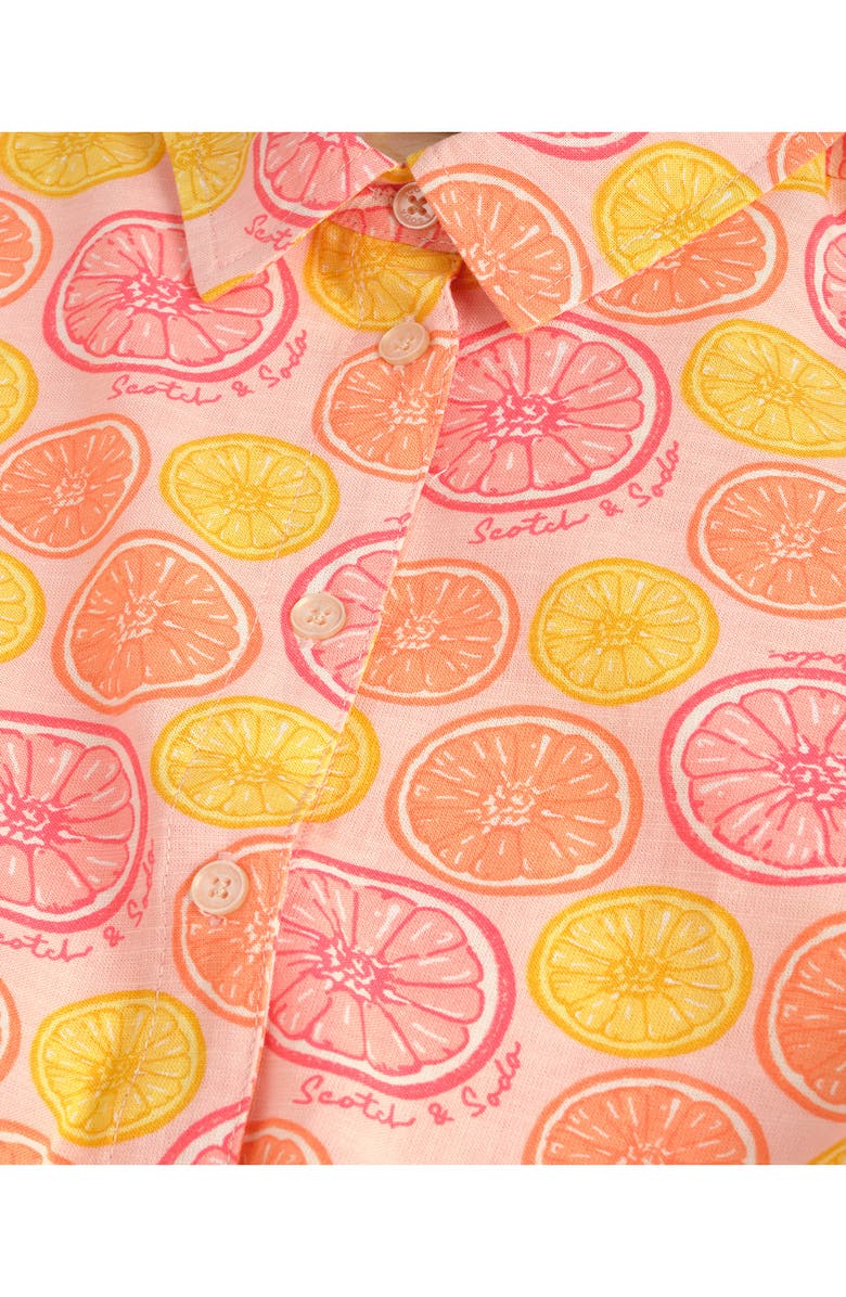 Scotch & Soda Kids' Tie Hem Button-Up Shirt & Shorts Set, Alternate, color, Impatiens Pink