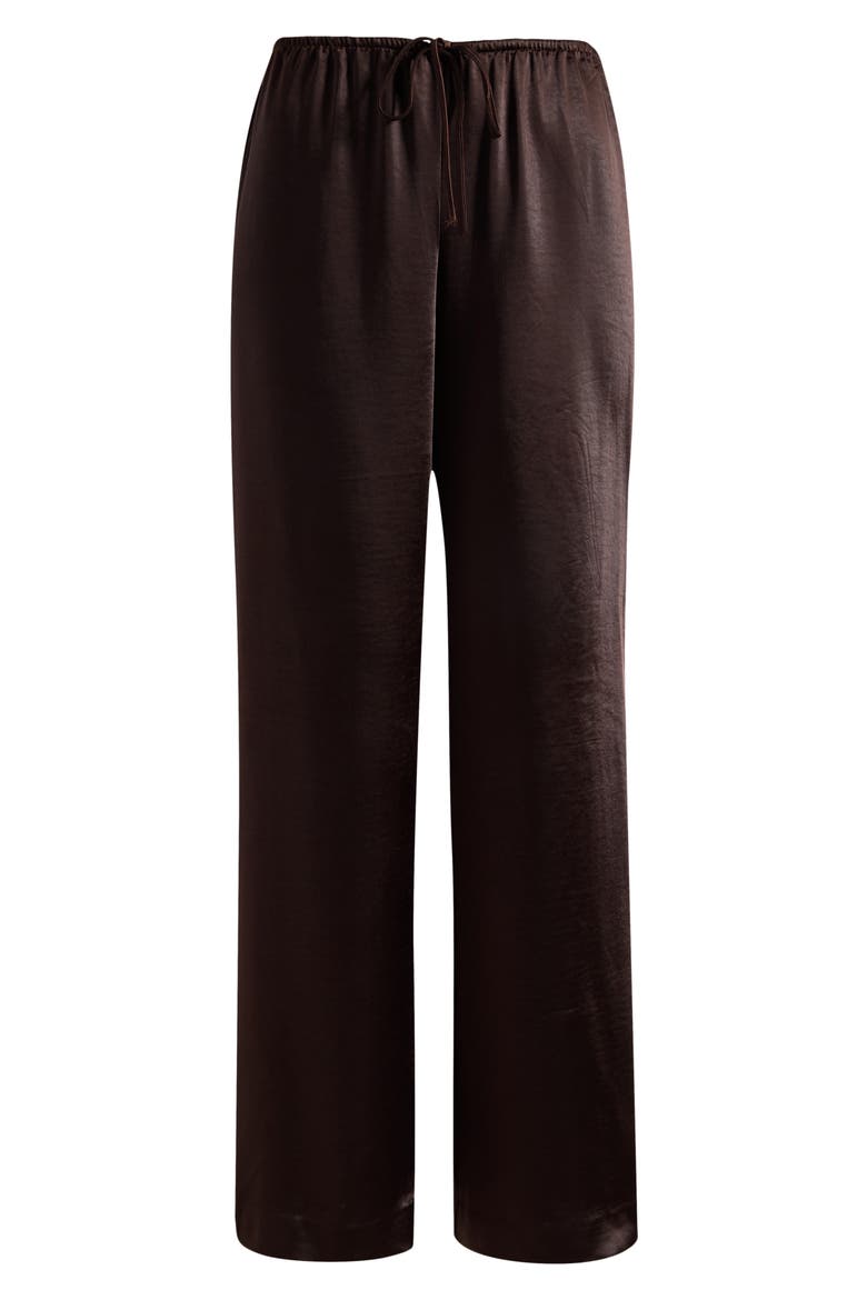 Lightweight Satin Straight Leg Pants, Alternate, color, ESPRESSO