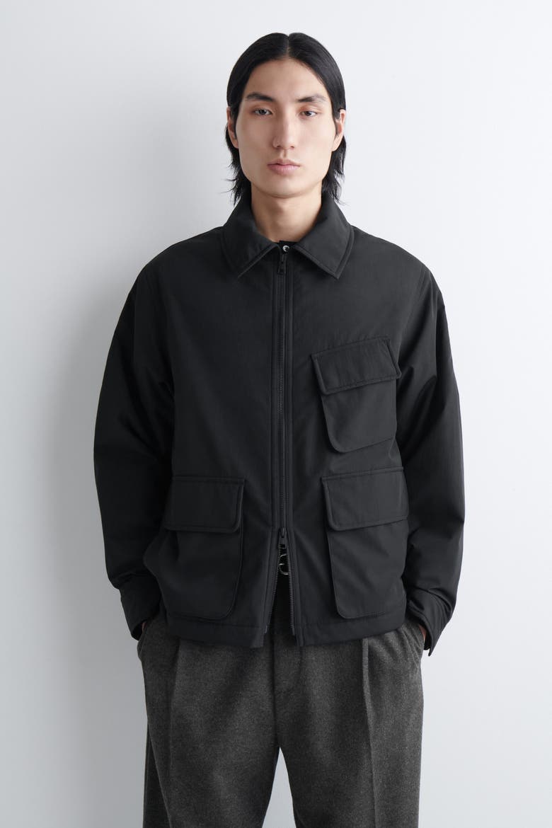 Padded Nylon Utility Jacket, Alternate, color, BLACK