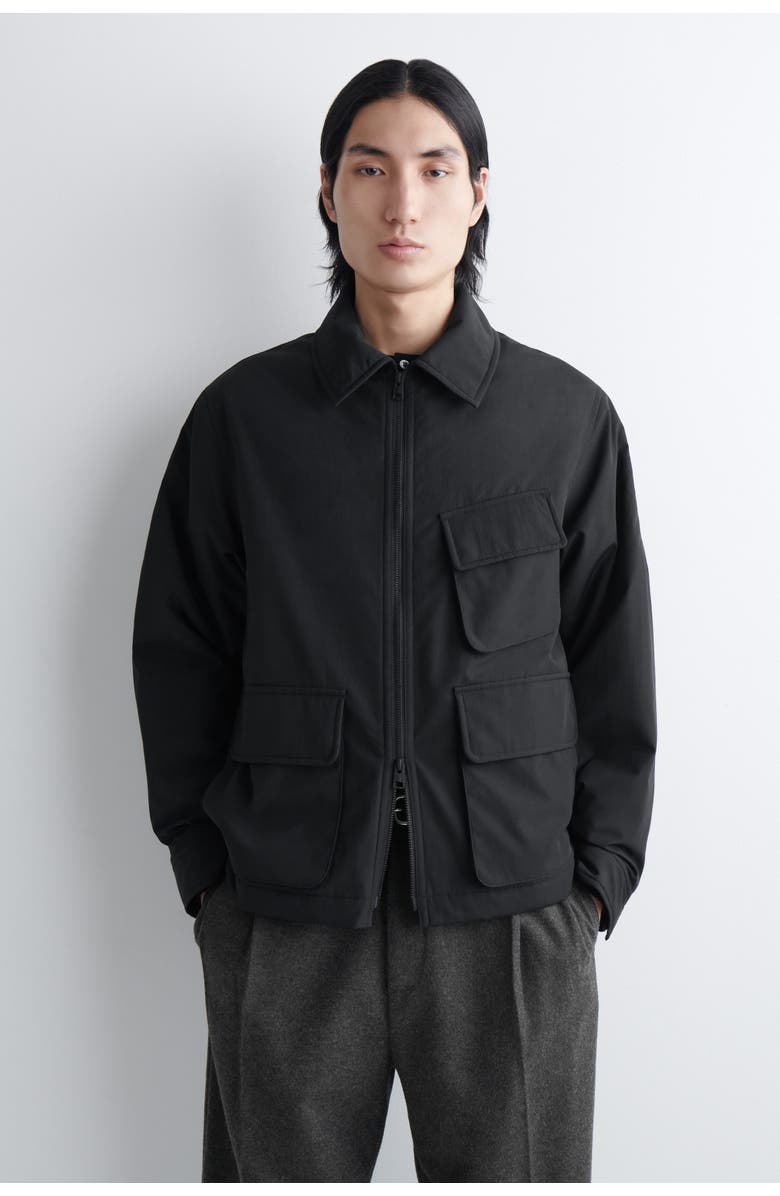 COS Padded Nylon Utility Jacket, Alternate, color, Black
