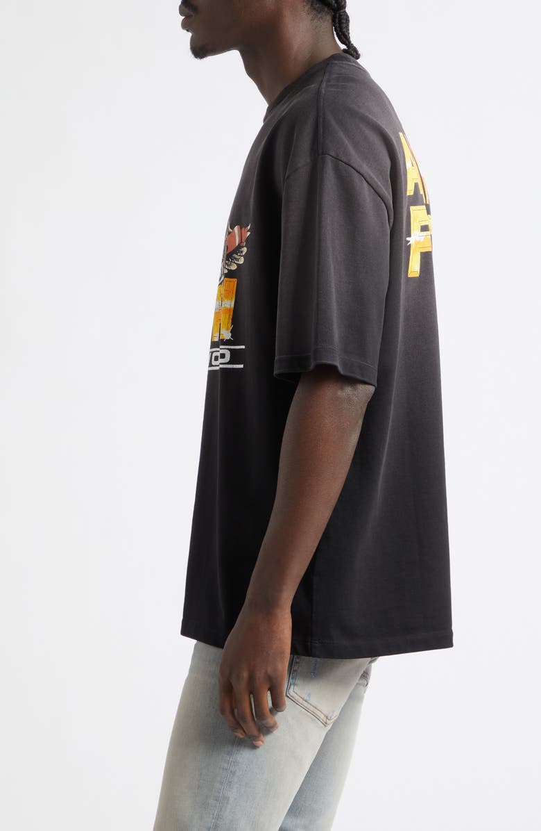 AMIRI Oversize Eagle Hollywood Skate Graphic T-Shirt, Alternate, color, Black